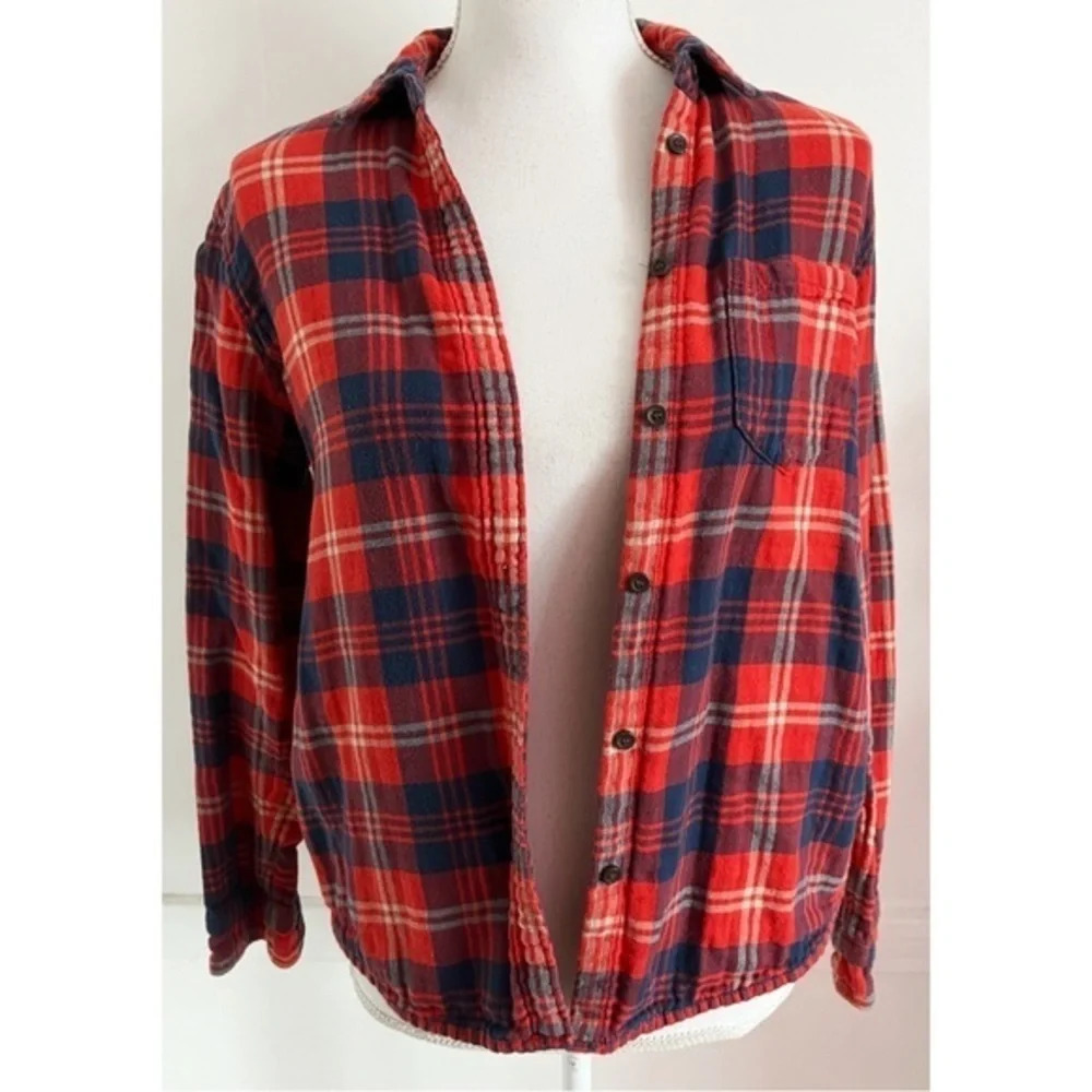 Madewell • Red Navy Blue Plaid Cozy Flannel in Ember Plaid